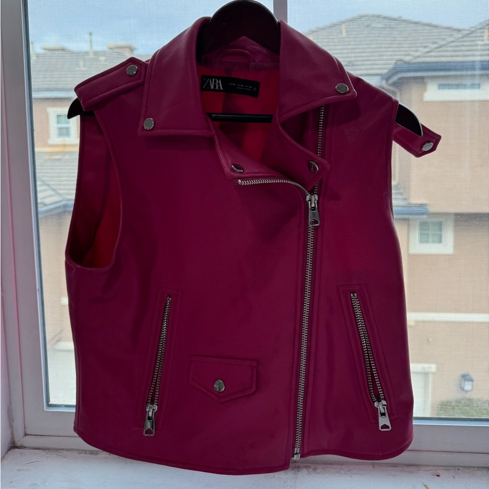 Zara pink synthetic leather vest